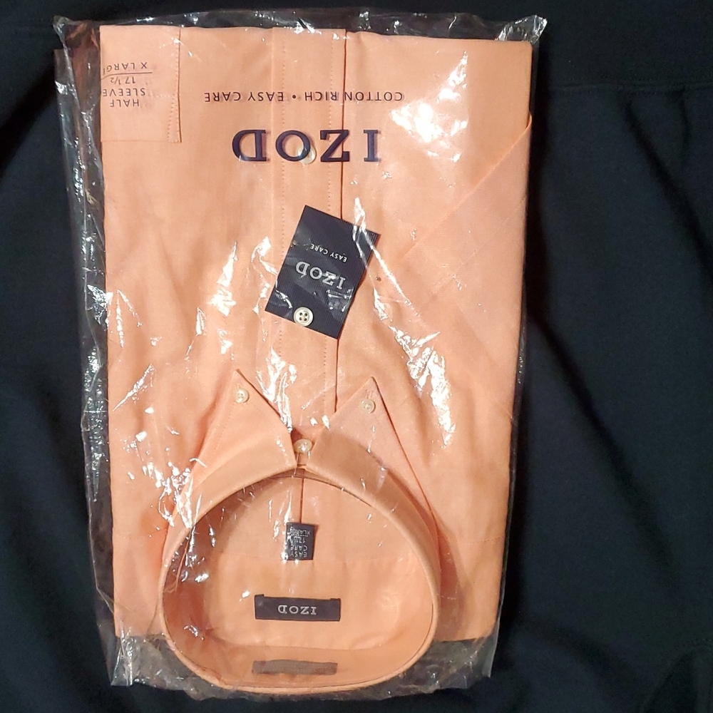New Izod Short Sleeve Button Down Collar Dress Shirt